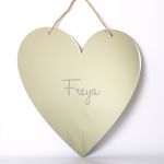 Personalised heart shaped mirror with twine